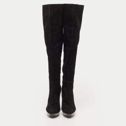 Stuart Weitzman Black Suede Ledyland Knee Length Boots Size 38.5
