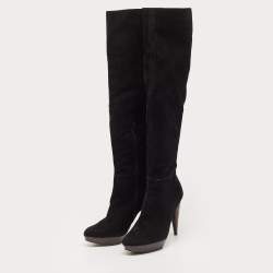 Stuart Weitzman Black Suede Ledyland Knee Length Boots Size 38.5