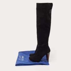 Stuart Weitzman Black Suede Ledyland Knee Length Boots Size 38.5