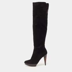 Stuart Weitzman Black Suede Ledyland Knee Length Boots Size 38.5
