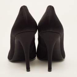 Pre Owned حذاء كعب عالي ستيوارت وايتزمان مقدمة مدببة مرصع كريستال ساتان أسود مقاس 39