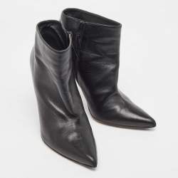 Stuart Weitzman Black Leather Ankle Length Pointed Toe Booties Size 39.5