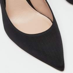 Stuart Weitzman Black Canvas Elastic Pointed Toe Pumps Size 37.5