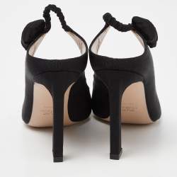 Stuart Weitzman Black Canvas Elastic Pointed Toe Pumps Size 37.5