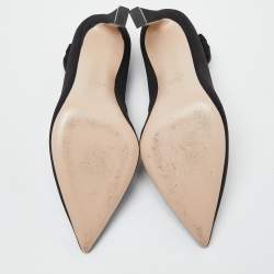 Stuart Weitzman Black Canvas Elastic Pointed Toe Pumps Size 37.5