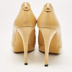 Stuart Weitzman Yellow Patent Leather Peep Toe Platform Pumps Size 40