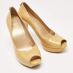 Stuart Weitzman Yellow Patent Leather Peep Toe Platform Pumps Size 40