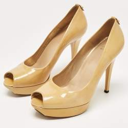 Stuart Weitzman Yellow Patent Leather Peep Toe Platform Pumps Size 40