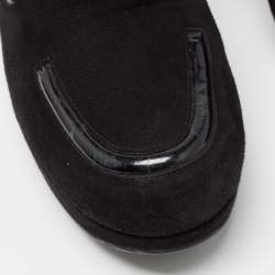 Stuart Weitzman Black Suede and Patent Leather Platform Pumps Size 40