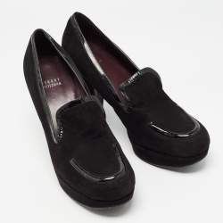 Stuart Weitzman Black Suede and Patent Leather Platform Pumps Size 40
