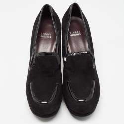 Stuart Weitzman Black Suede and Patent Leather Platform Pumps Size 40