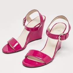 Stuart Weitzman Purple Patent  Wedge Sandals Size 39