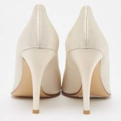 Stuart Weitzman White Satin Peep Toe Pumps Size 40.5
