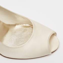 Stuart Weitzman White Satin Peep Toe Pumps Size 40.5