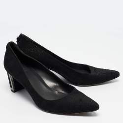 Stuart Weitzman Black Textured Suede Pointed Toe Pumps Size 38.5