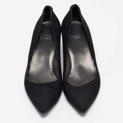 Stuart Weitzman Black Textured Suede Pointed Toe Pumps Size 38.5