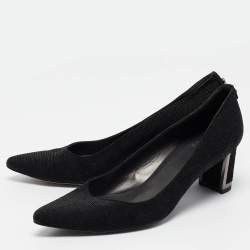 Stuart Weitzman Black Textured Suede Pointed Toe Pumps Size 38.5