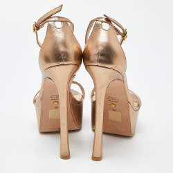 Stuart Weitzman Metallic Leather Nudist Hollywood Platform Sandals Size 39