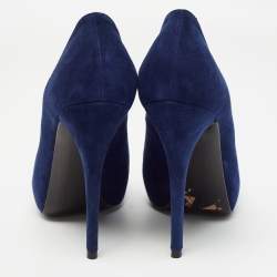 Stuart Weitzman Blue Suede Peep Toe Pumps Size 38.5