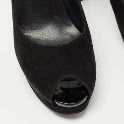 Stuart Weitzman Black Suede Peep Toe Pumps Size 38.5