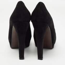 Stuart Weitzman Black Suede Peep Toe Pumps Size 38.5
