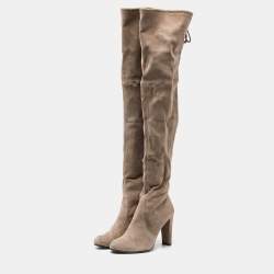 Stuart Weitzman Grey Suede Over The Knee Length Boots Size 38.5
