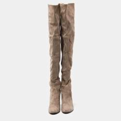 Stuart Weitzman Grey Suede Over The Knee Length Boots Size 38.5