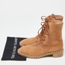 Stuart Weitzman Tan Suede Lace Up Ankle Boots Size 40