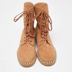Stuart Weitzman Tan Suede Lace Up Ankle Boots Size 40