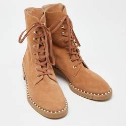 Stuart Weitzman Tan Suede Lace Up Ankle Boots Size 40
