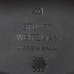 مملوكة مسبقًا Stuart Weitzman Black Leather Sondra Pearl Embellished Ankle Boots Size 40