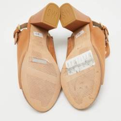 Stuart Weitzman Tan Leather Studded Slingback Sandals Size 36