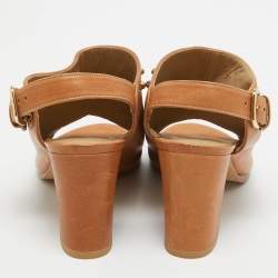 Stuart Weitzman Tan Leather Studded Slingback Sandals Size 36