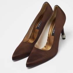 Stuart Weitzman Brown Satin Pointed Toe Pumps Size 39.5