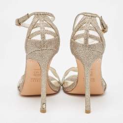 Stuart Weitzman Metallic Gold  Glitter Ankle Strap Sandals Size 37.5