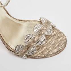 Stuart Weitzman Metallic Gold  Glitter Ankle Strap Sandals Size 37.5