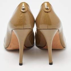 Stuart Weitzman Beige Patent Leather Peep Toe Pumps Size 41