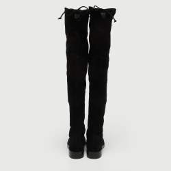 Pre Owned Stuart Weitzman Black Suede Lowland Over The Knee Boots Size 37.5
