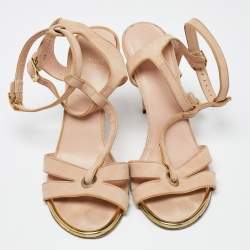 Stuart Weitzman Beige Suede Open Toe T-Strap Sandals Size 39.5