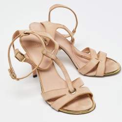 Stuart Weitzman Beige Suede Open Toe T-Strap Sandals Size 39.5