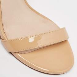 Stuart Weitzman Beige Patent Ankle Strap Sandals Size 36.5