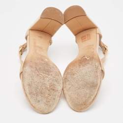 Stuart Weitzman Beige Patent Ankle Strap Sandals Size 36.5