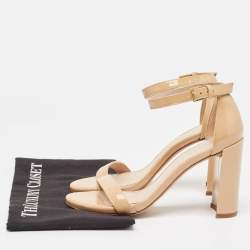 Stuart Weitzman Beige Patent Ankle Strap Sandals Size 36.5
