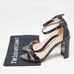 Stuart Weitzman Black Patent Ankle Strap Sandals Size 39.5