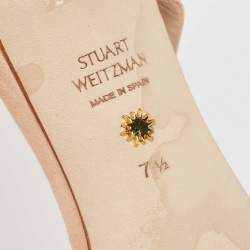 Stuart Weitzman Beige Suede Pear Embellished Slide Sandals Size 38