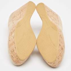 Stuart Weitzman Beige Suede Cork Platform Wedge Pumps Size 41