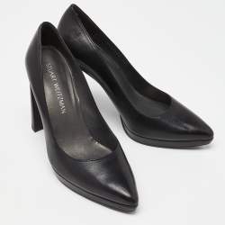 Stuart Weitzman Black Leather Platform Pumps Size 38.5