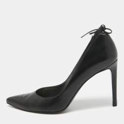 Stuart Weitzman Black Leather Bow Pointed Toe Pumps Size 40