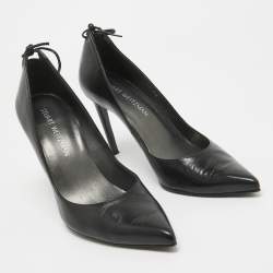 Stuart Weitzman Black Leather Bow Pointed Toe Pumps Size 40