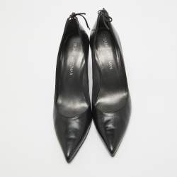 Stuart Weitzman Black Leather Bow Pointed Toe Pumps Size 40